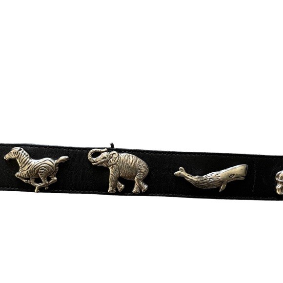 1992 100% leather belt and solid brass animals and buckle. Waist: 35 - Picture 3 of 5